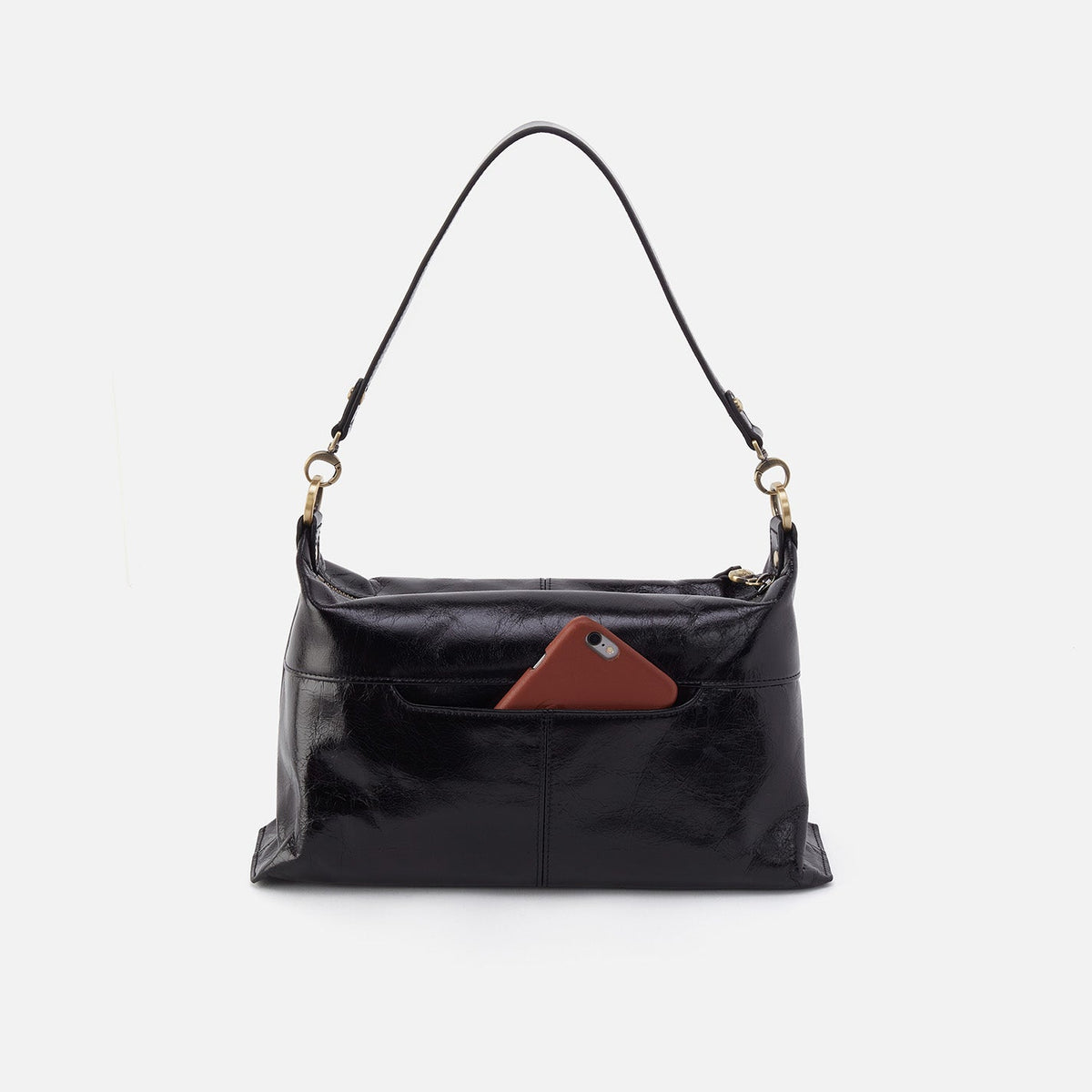 HOBO Avon Shoulder Bag In Polished Leather - Black