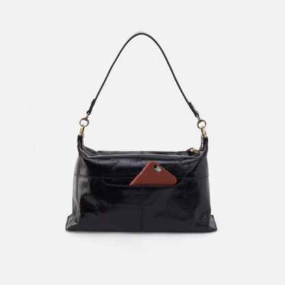 HOBO Avon Shoulder Bag In Polished Leather - Black
