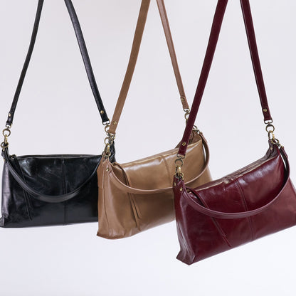 HOBO Avon Shoulder Bag In Polished Leather - Black