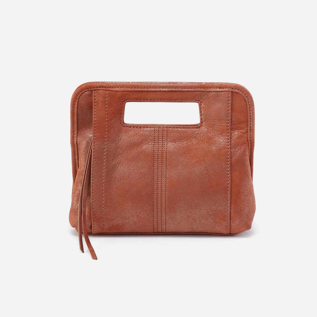 HOBO Ace Clutch In Metallic Leather - Patina