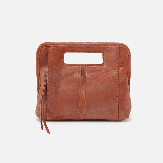 HOBO Ace Clutch In Metallic Leather - Patina