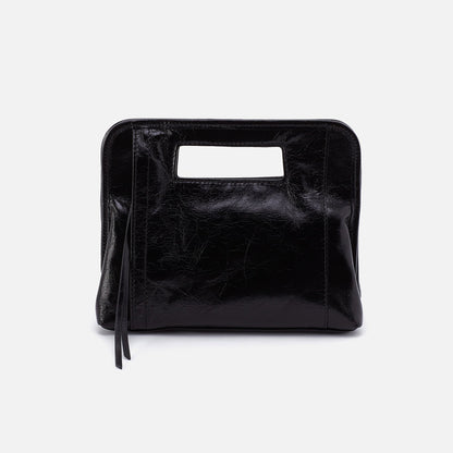 HOBO Ace Clutch In Polished Leather - Black