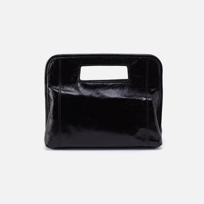HOBO Ace Clutch In Polished Leather - Black