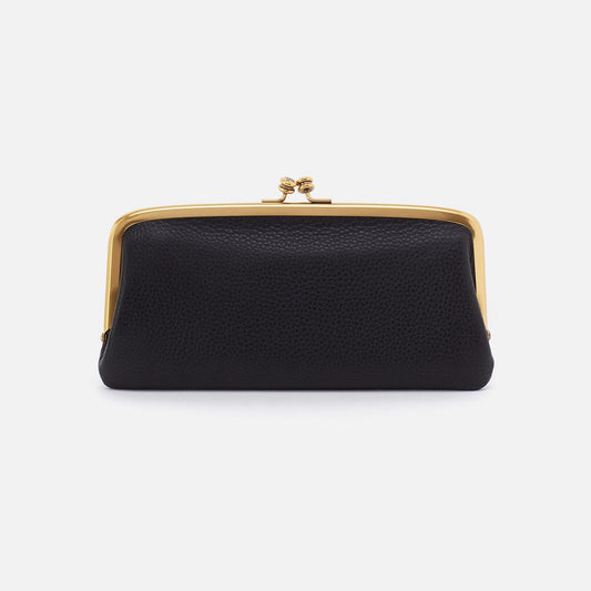 HOBO Cora Large Frame Wallet In Pebbled Leather - Black