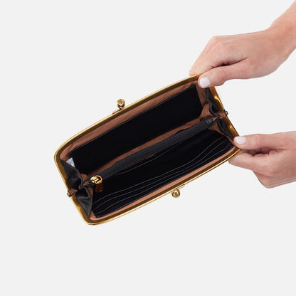 HOBO Cora Large Frame Wallet In Pebbled Leather - Black