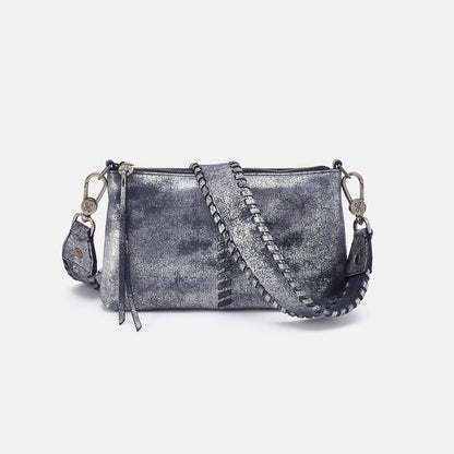 HOBO Darcy Crossbody In Metallic Leather - Blue Pewter