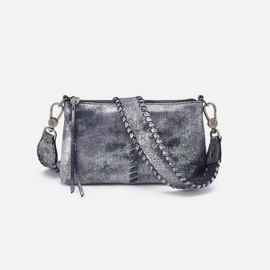 HOBO Darcy Crossbody In Metallic Leather - Blue Pewter