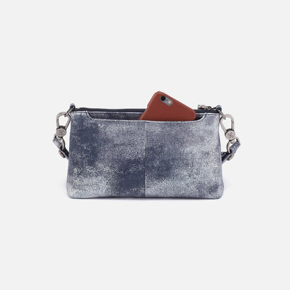 HOBO Darcy Crossbody In Metallic Leather - Blue Pewter