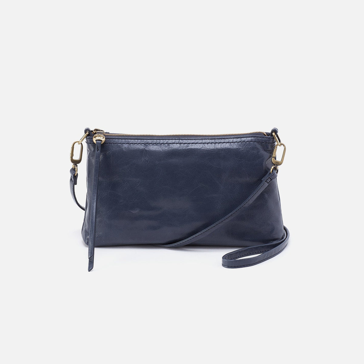 HOBO Darcy Crossbody In Polished Leather - Blue Stone
