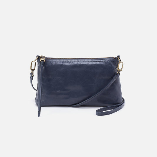 HOBO Darcy Crossbody In Polished Leather - Blue Stone