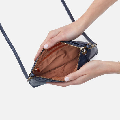 HOBO Darcy Crossbody In Polished Leather - Blue Stone