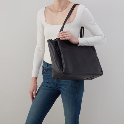 HOBO Essential Large Tote In Soft Saffiano Leather - Black