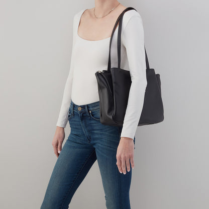 HOBO Essential Medium Tote In Soft Saffiano Leather - Black