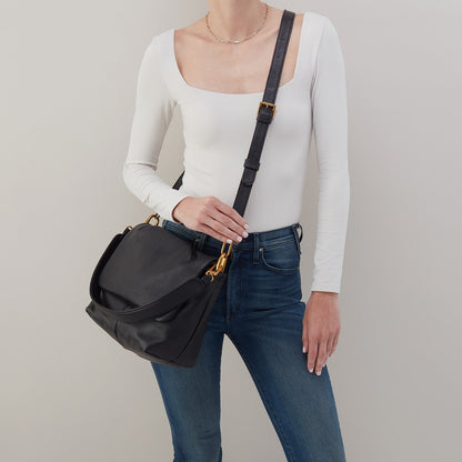 HOBO Harley Convertible Shoulder Bag In Pebbled Leather - Black