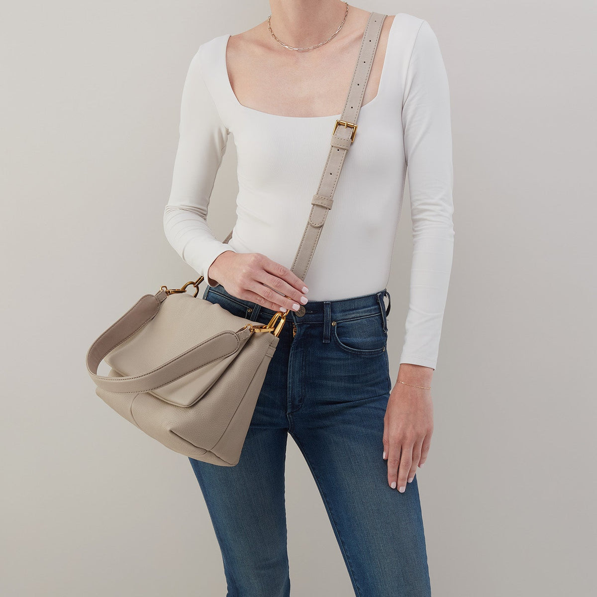 HOBO Harley Convertible Shoulder Bag In Pebbled Leather - Taupe