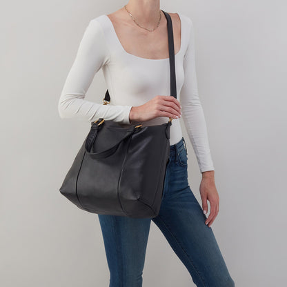 HOBO Harley Satchel In Pebbled Leather - Black