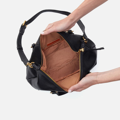 HOBO Harley Satchel In Pebbled Leather - Black