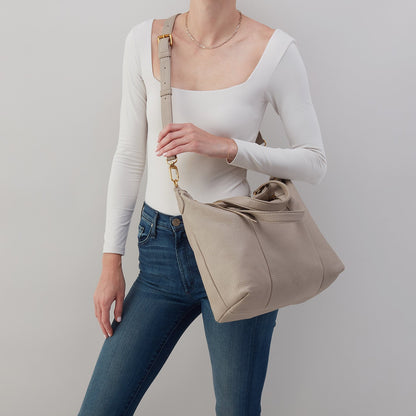 HOBO Harley Satchel In Pebbled Leather - Taupe