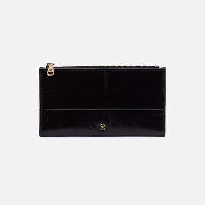 HOBO Jill Large Bifold Wallet In Polished Leather - Black