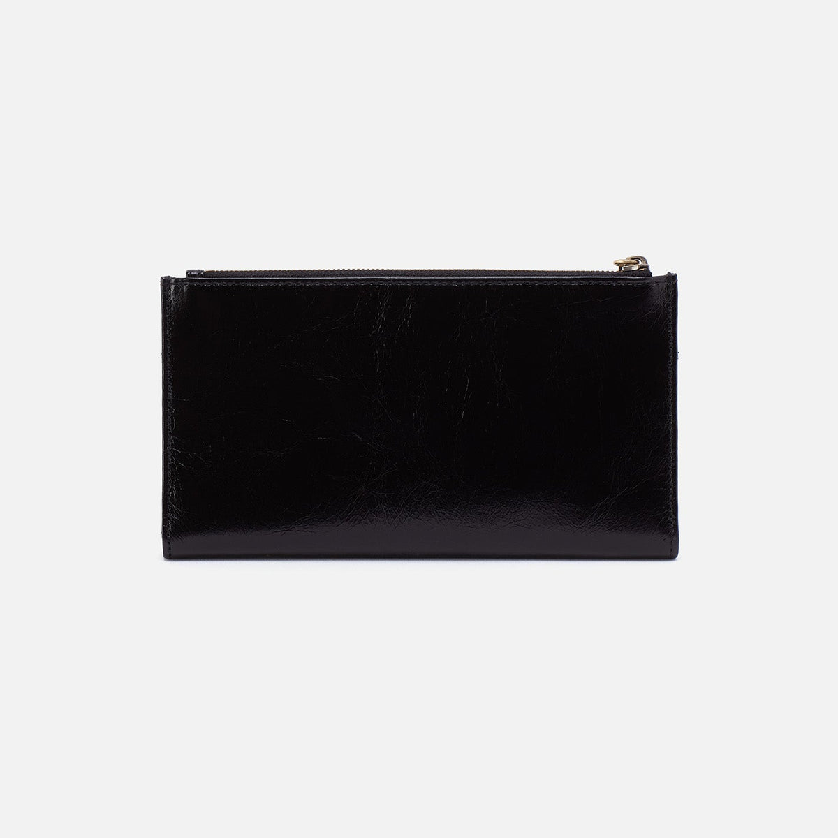 HOBO Jill Large Bifold Wallet In Polished Leather - Black
