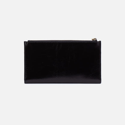 HOBO Jill Large Bifold Wallet In Polished Leather - Black