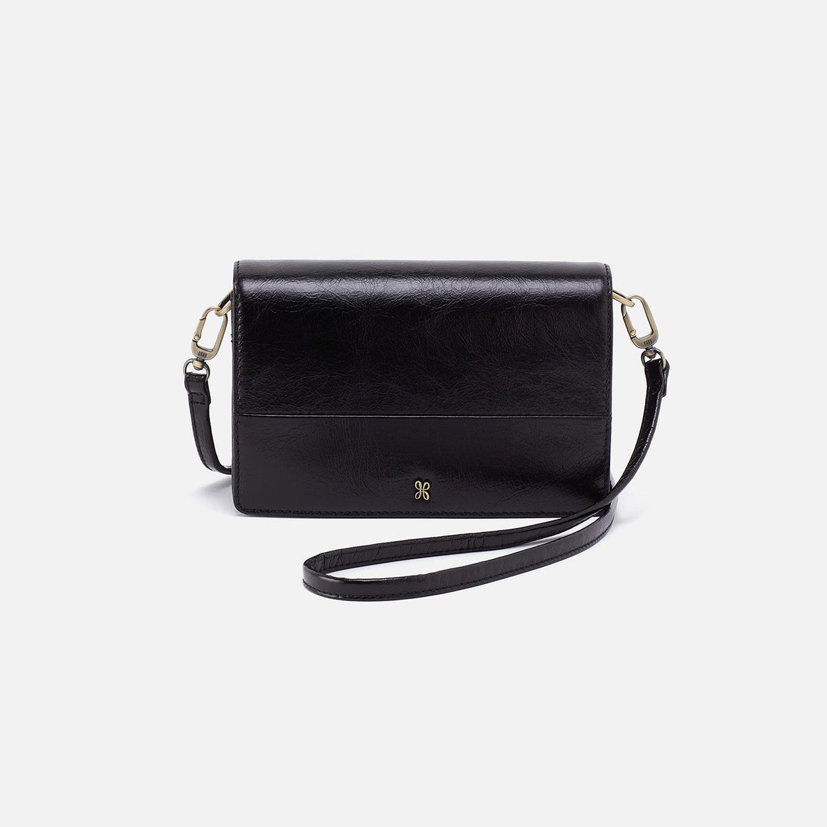 HOBO Jill Crossbody In Polished Leather - Black