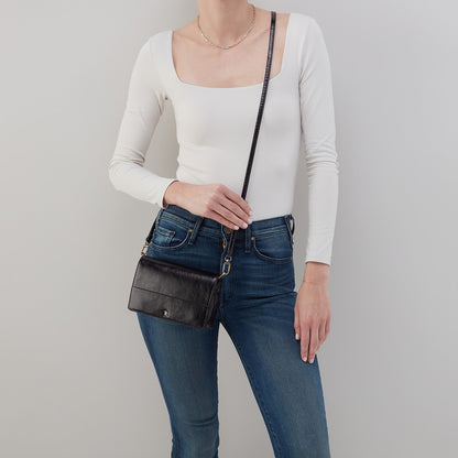 HOBO Jill Crossbody In Polished Leather - Black