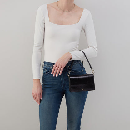 HOBO Jill Crossbody In Polished Leather - Black