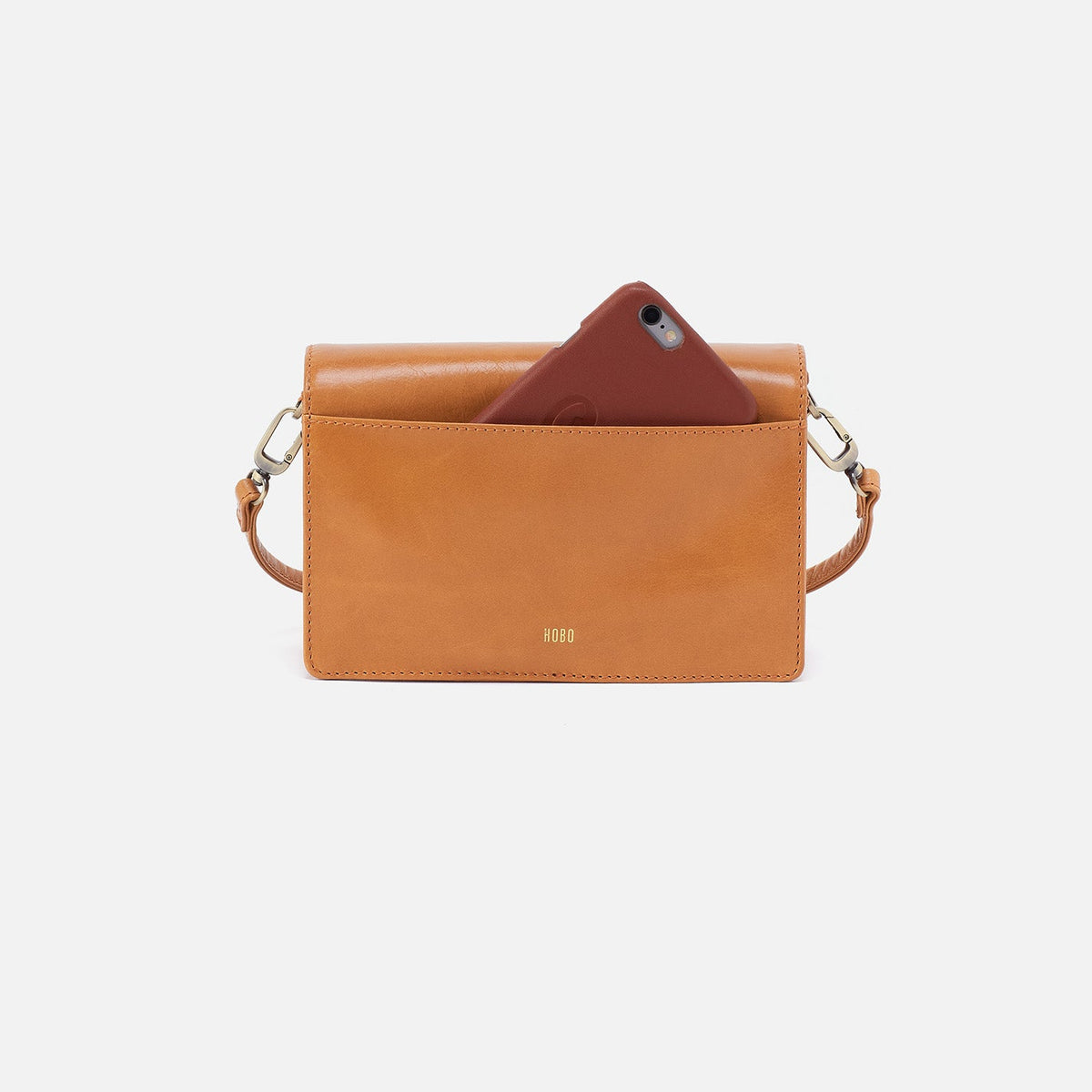 HOBO Jill Crossbody In Polished Leather - Natural