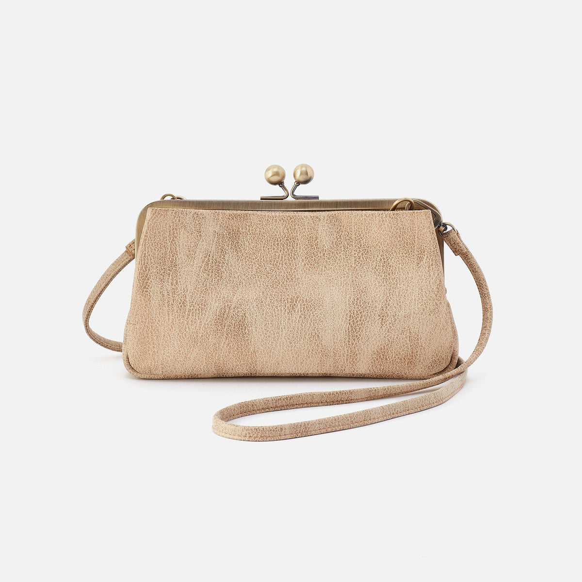 HOBO Lauren Frame Crossbody In Metallic Leather - Gold Leaf