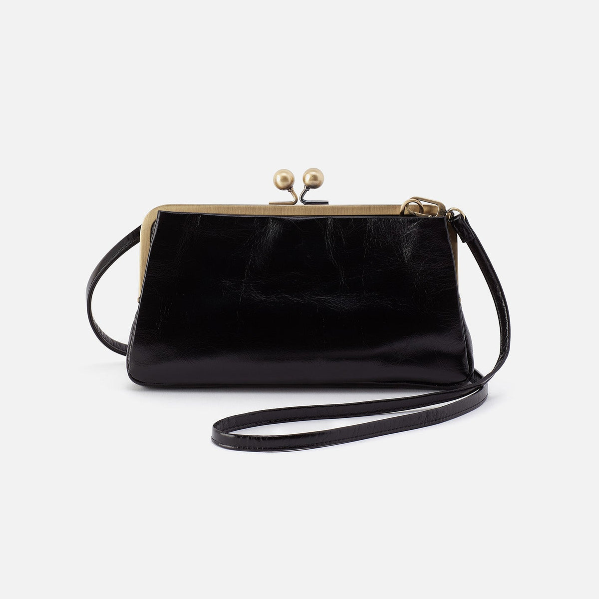 HOBO Lauren Frame Crossbody In Polished Leather - Black