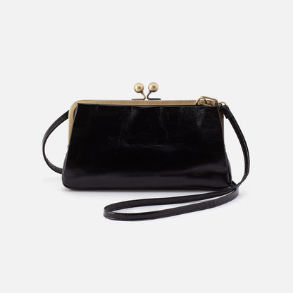 HOBO Lauren Frame Crossbody In Polished Leather - Black
