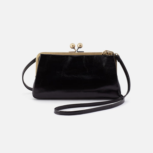 HOBO Lauren Frame Crossbody In Polished Leather - Black