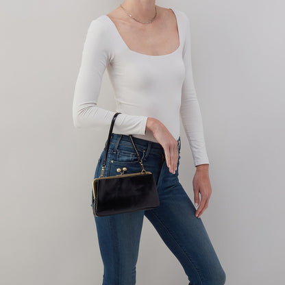 HOBO Lauren Frame Crossbody In Polished Leather - Black