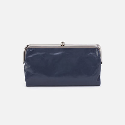 HOBO Lauren Clutch-Wallet In Polished Leather - Blue Stone