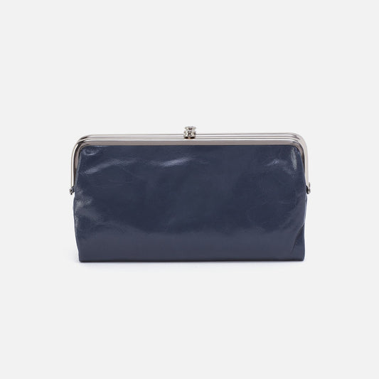 HOBO Lauren Clutch-Wallet In Polished Leather - Blue Stone