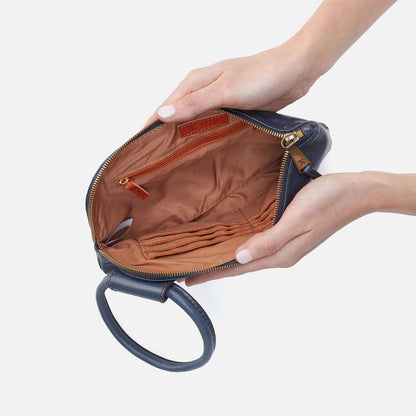 HOBO Sable Wristlet In Polished Leather - Blue Stone