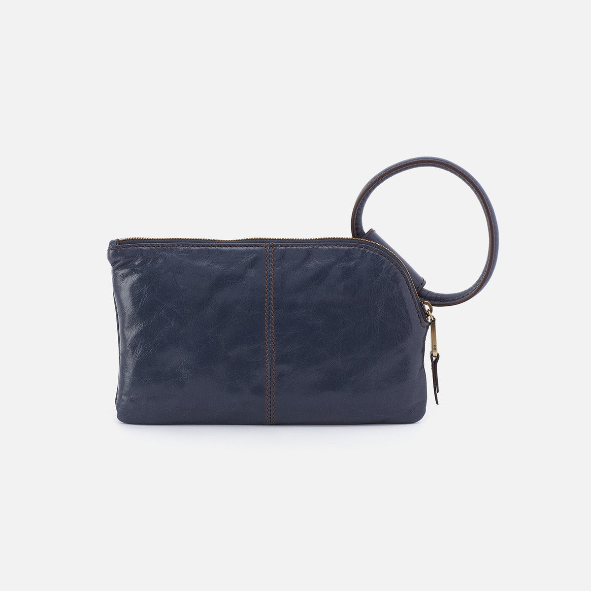 HOBO Sable Wristlet In Polished Leather - Blue Stone