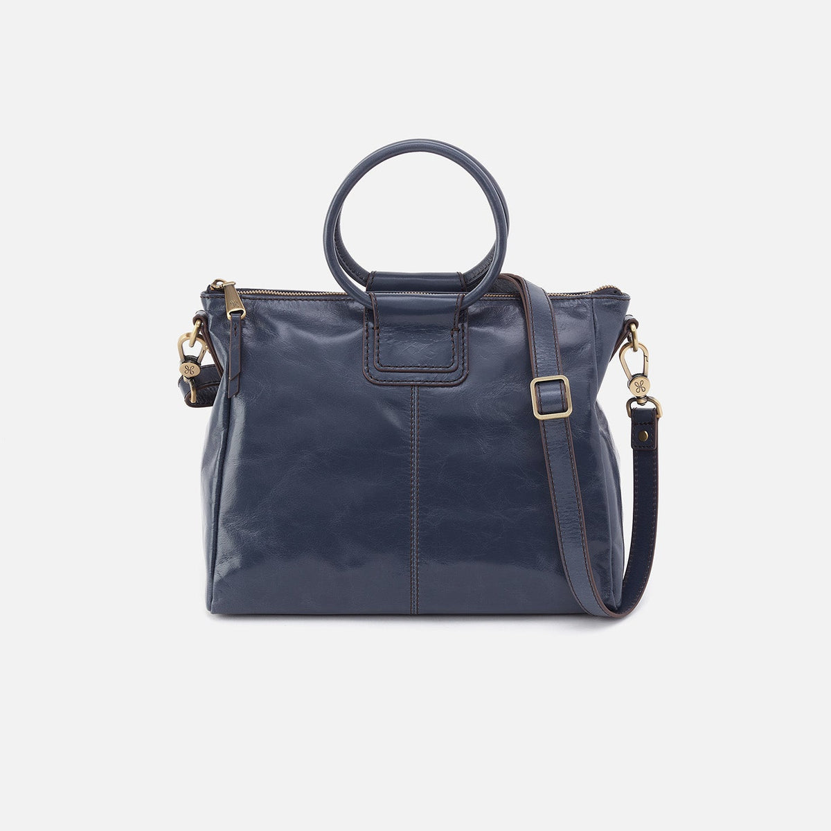 HOBO Sheila Medium Satchel In Polished Leather - Blue Stone