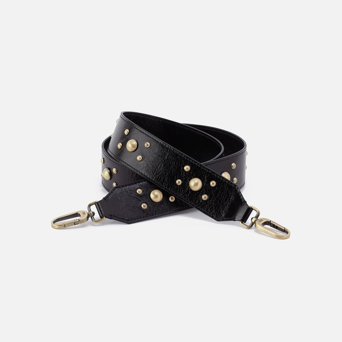 HOBO Stud Guitar Strap In Polished Leather - Black