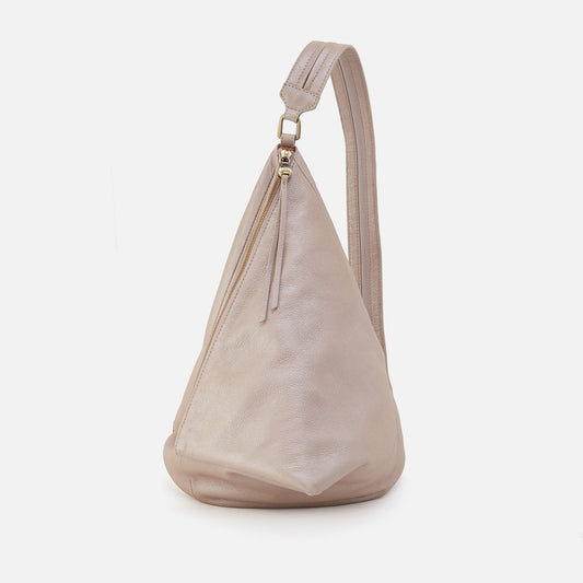 HOBO Sway Convertible Sling In Pebbled Metallic Leather - Grey Mist