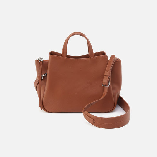 HOBO Essential Satchel in Soft Saffiano Leather - Lion