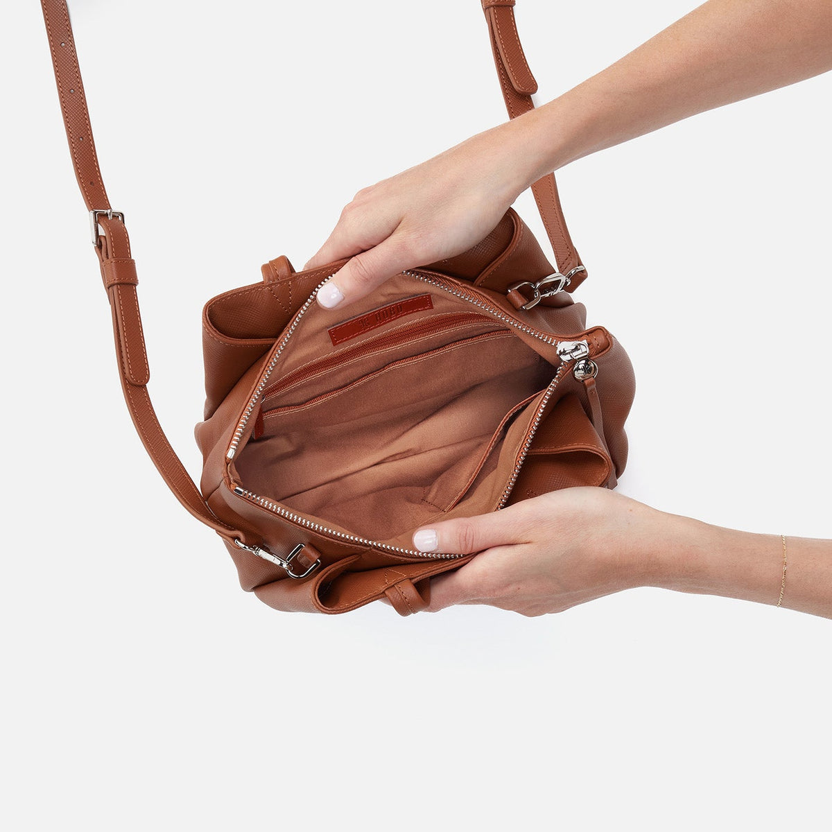 HOBO Essential Satchel in Soft Saffiano Leather - Lion