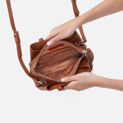 HOBO Essential Satchel in Soft Saffiano Leather - Lion