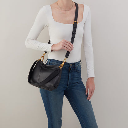 HOBO Advance Shoulder Bag In Pebbled Leather - Black