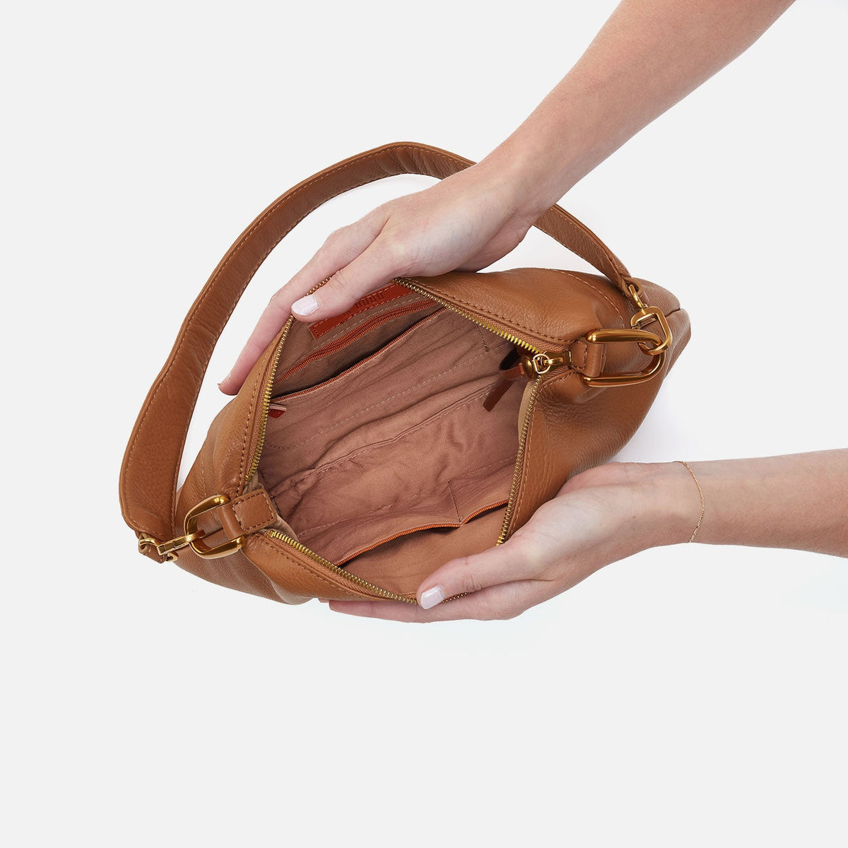 HOBO Advance Shoulder Bag In Pebbled Leather - Warm Honey