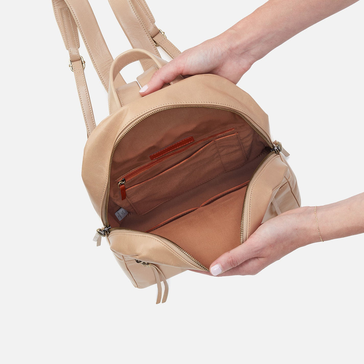 HOBO Billie Backpack In Polished Leather - Sand