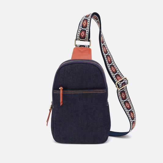 HOBO Cass Sling In Denim Fabric - Dark Denim