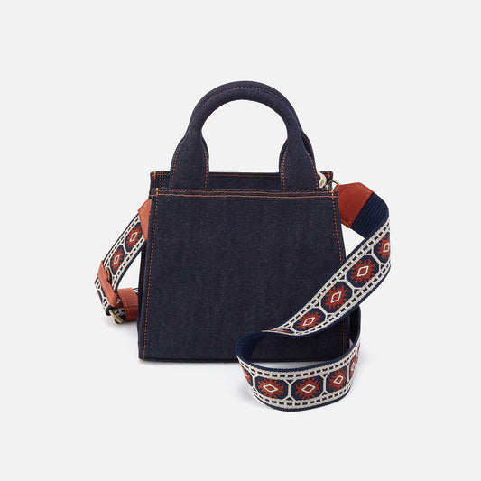 HOBO Cass Small Tote In Denim Fabric - Dark Denim