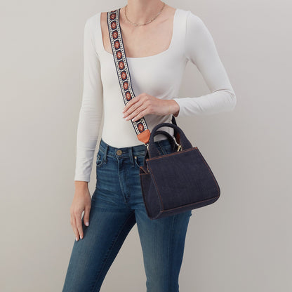 HOBO Cass Small Tote In Denim Fabric - Dark Denim